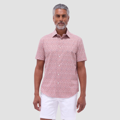 Bugatchi Miles Abstract OoohCotton® Short-Sleeve Shirt Chili