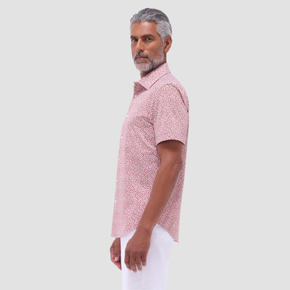 Bugatchi Miles Abstract OoohCotton® Short-Sleeve Shirt Chili