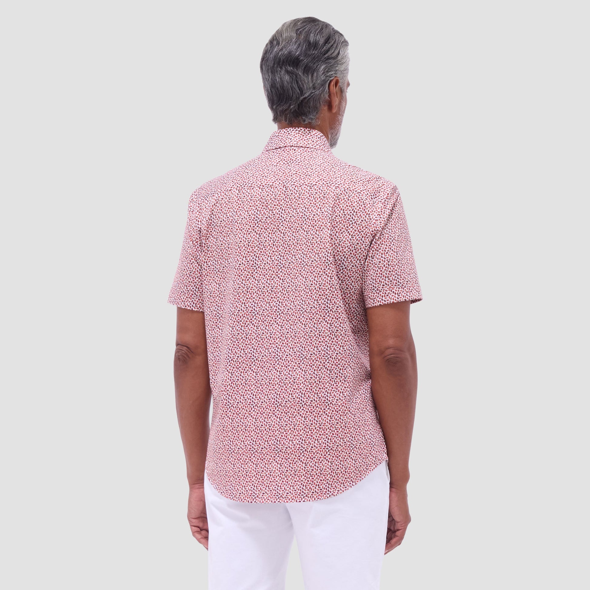 Bugatchi Miles Abstract OoohCotton® Short-Sleeve Shirt Chili