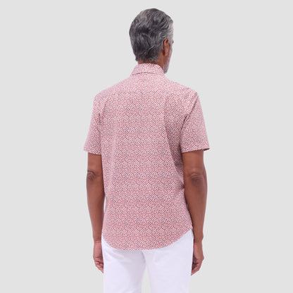 Bugatchi Miles Abstract OoohCotton® Short-Sleeve Shirt Chili
