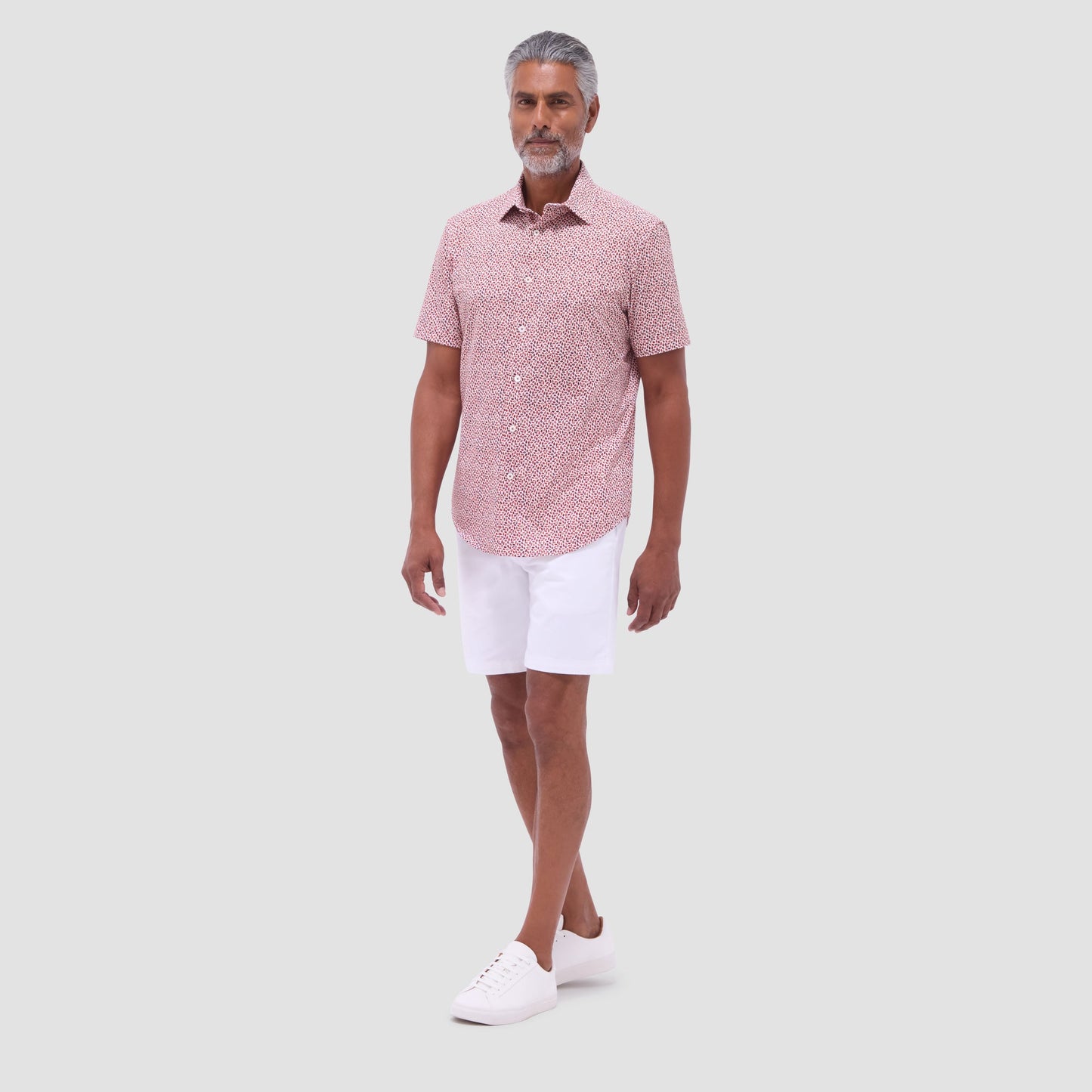 Bugatchi Miles Abstract OoohCotton® Short-Sleeve Shirt Chili