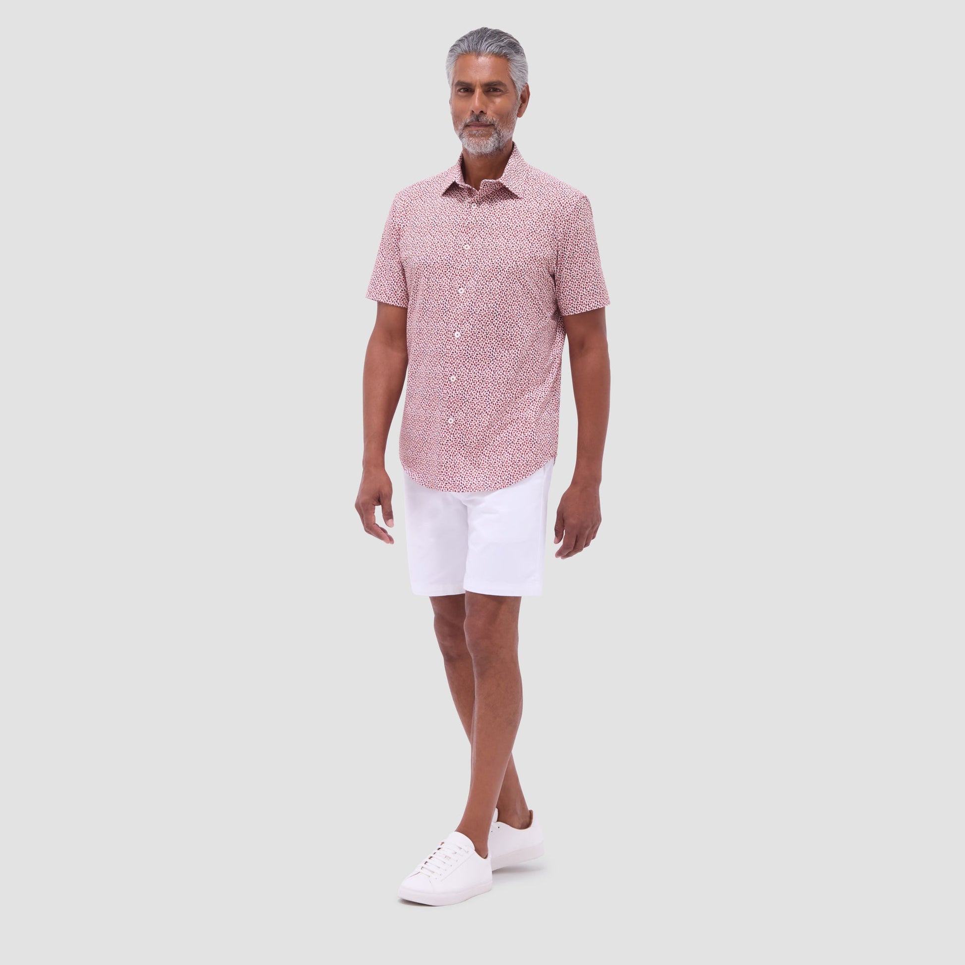 Bugatchi Miles Abstract OoohCotton® Short-Sleeve Shirt Chili