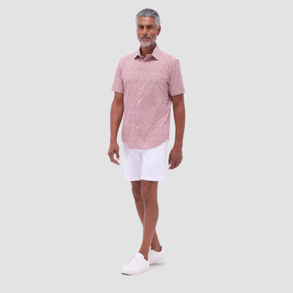 Bugatchi Miles Abstract OoohCotton® Short-Sleeve Shirt Chili