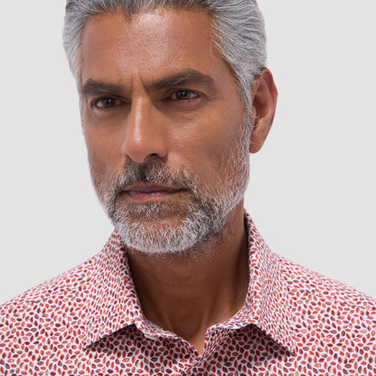 Bugatchi Miles Abstract OoohCotton® Short-Sleeve Shirt Chili