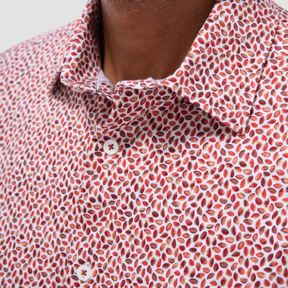 Bugatchi Miles Abstract OoohCotton® Short-Sleeve Shirt Chili