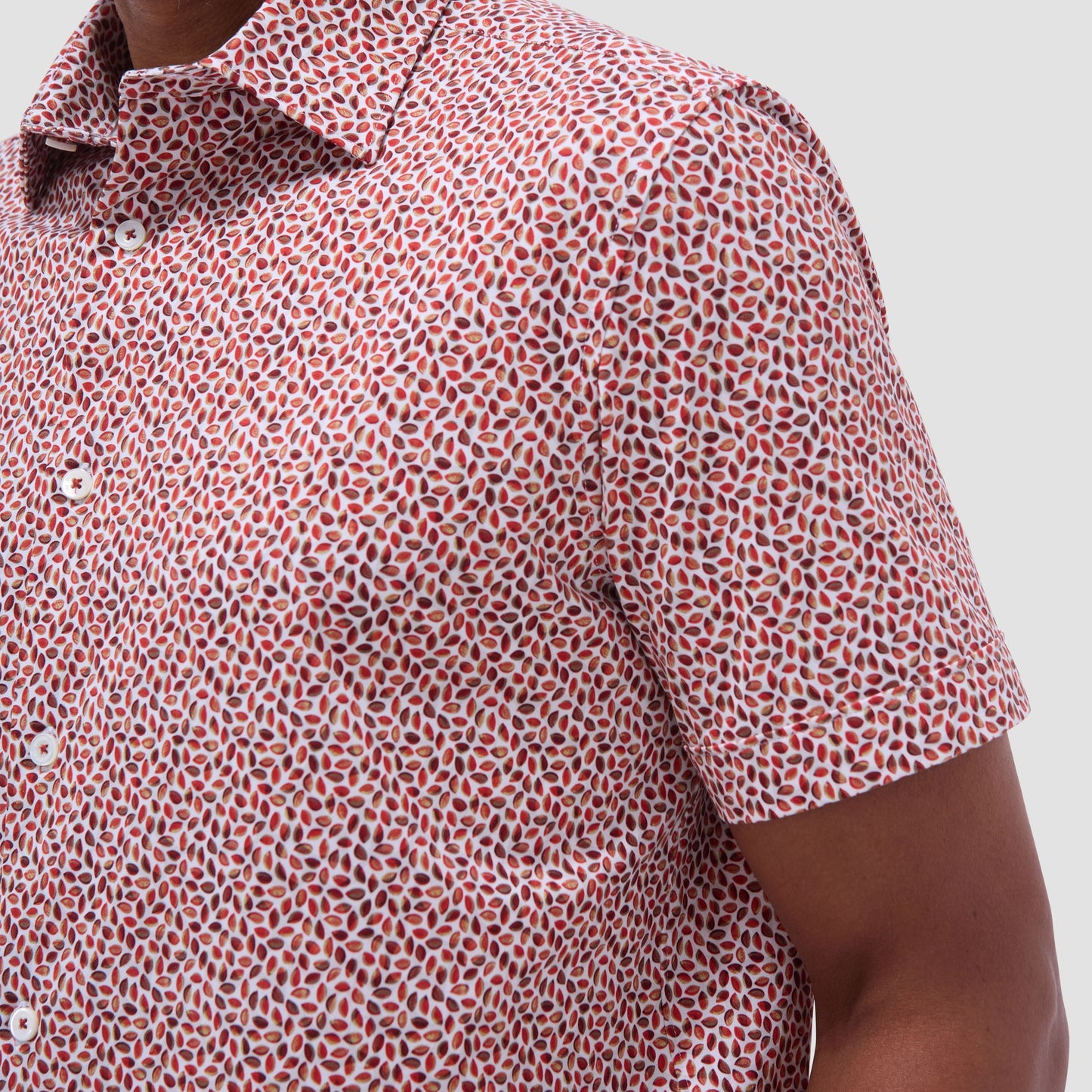 Bugatchi Miles Abstract OoohCotton® Short-Sleeve Shirt Chili