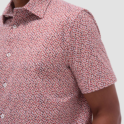 Bugatchi Miles Abstract OoohCotton® Short-Sleeve Shirt Chili