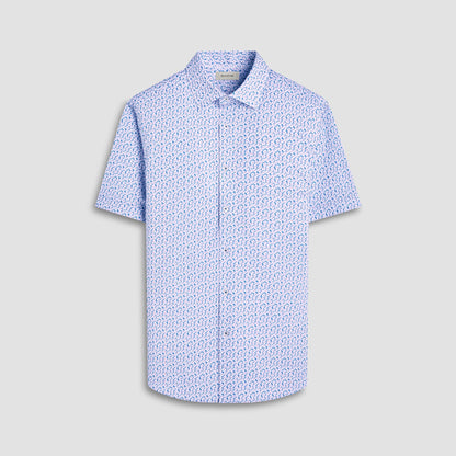 Bugatchi Miles Floral OoohCotton® Short-Sleeve Shirt Teal