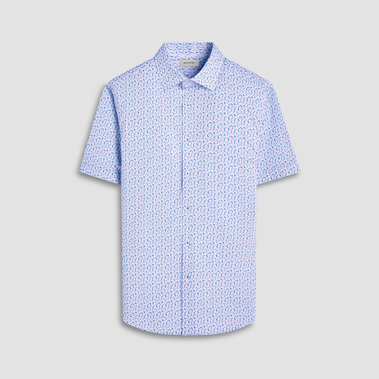 Bugatchi Miles Floral OoohCotton® Short-Sleeve Shirt Teal