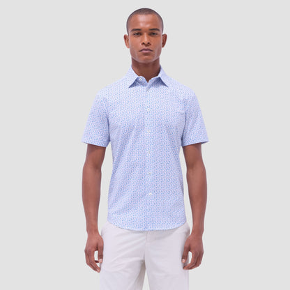 Bugatchi Miles Floral OoohCotton® Short-Sleeve Shirt Teal