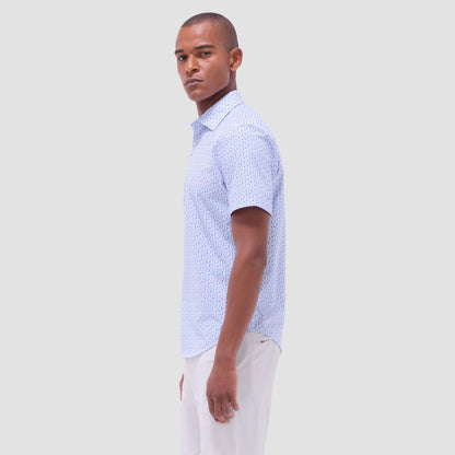 Bugatchi Miles Floral OoohCotton® Short-Sleeve Shirt Teal