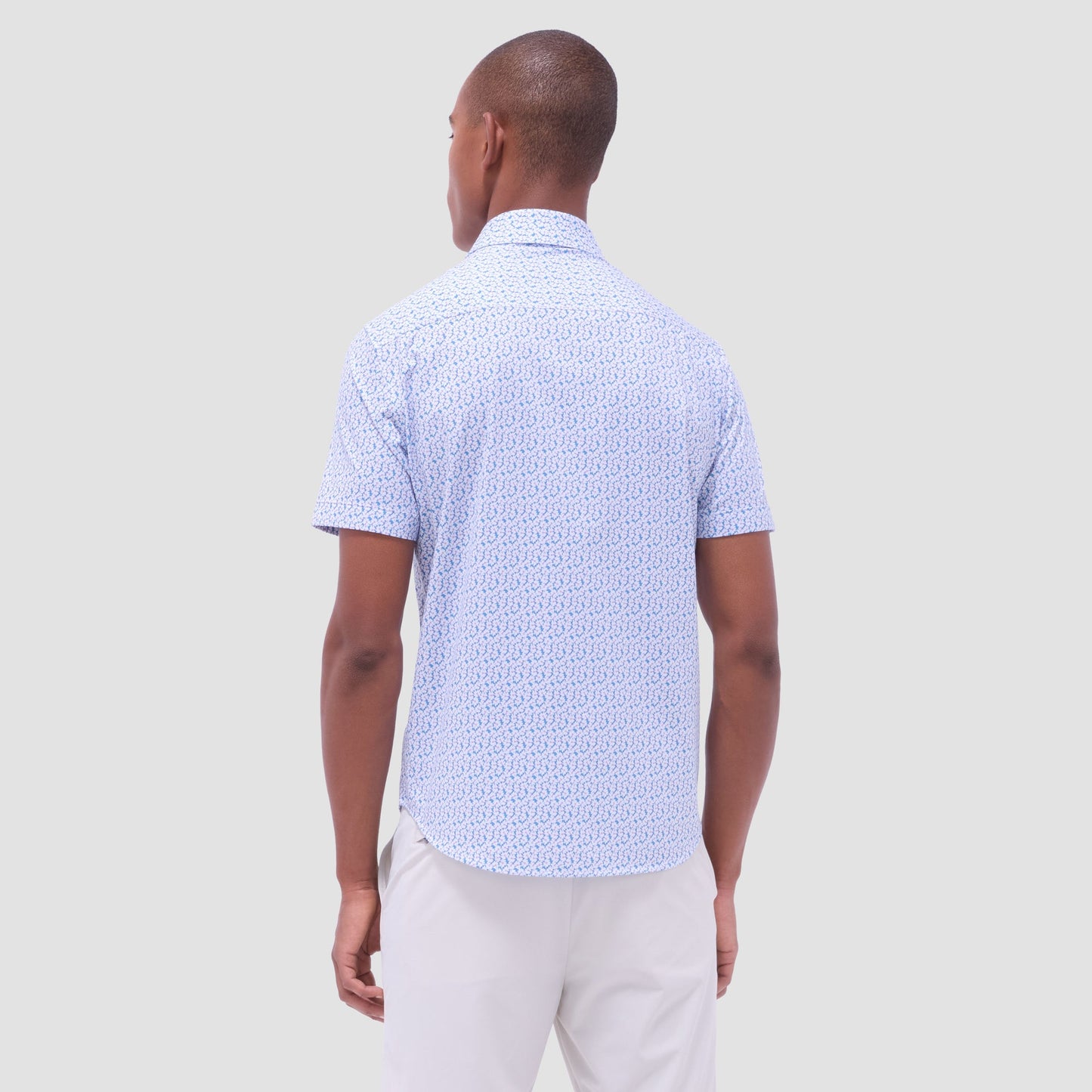 Bugatchi Miles Floral OoohCotton® Short-Sleeve Shirt Teal