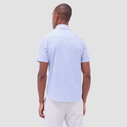 Bugatchi Miles Floral OoohCotton® Short-Sleeve Shirt Teal