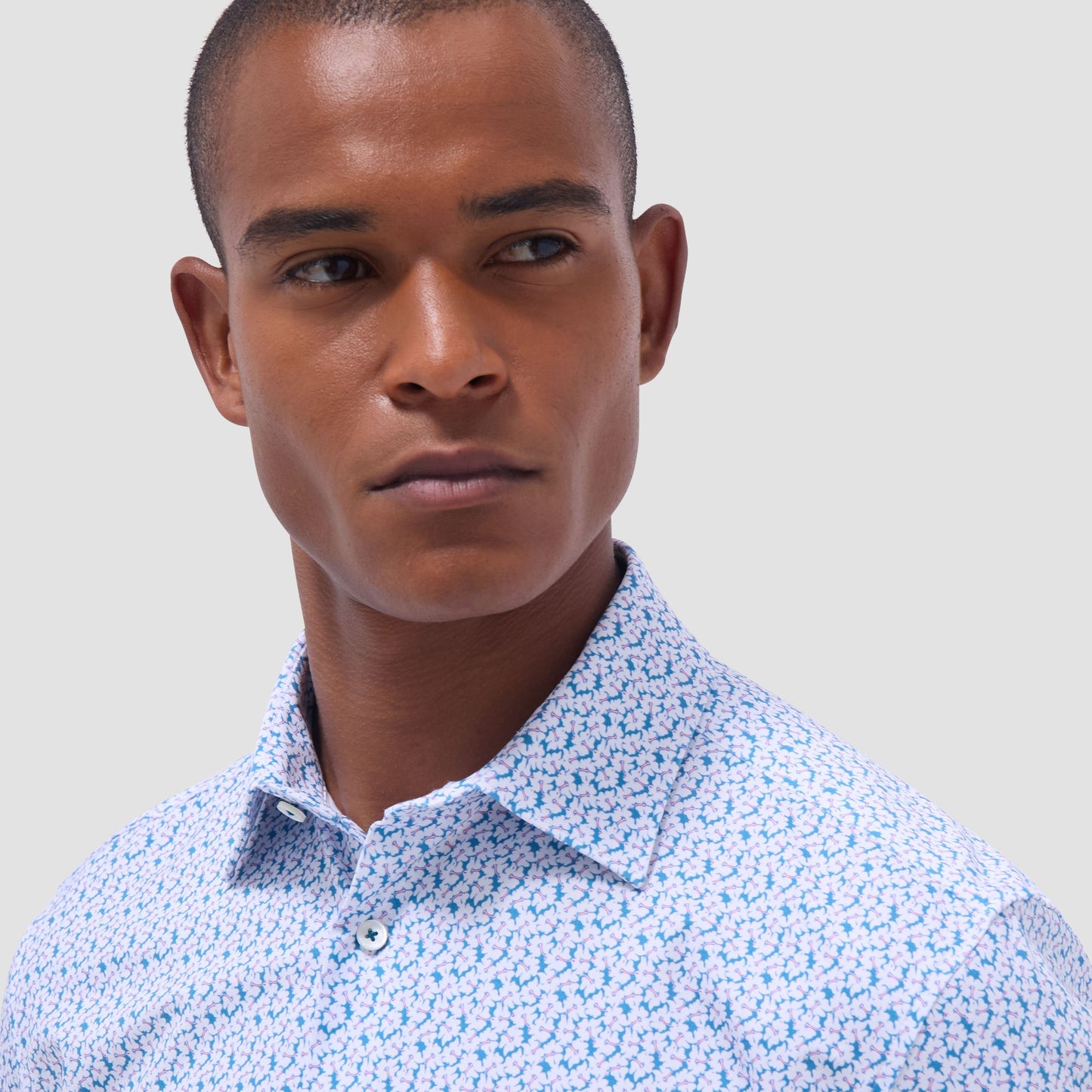 Bugatchi Miles Floral OoohCotton® Short-Sleeve Shirt Teal