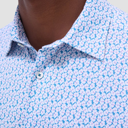 Bugatchi Miles Floral OoohCotton® Short-Sleeve Shirt Teal
