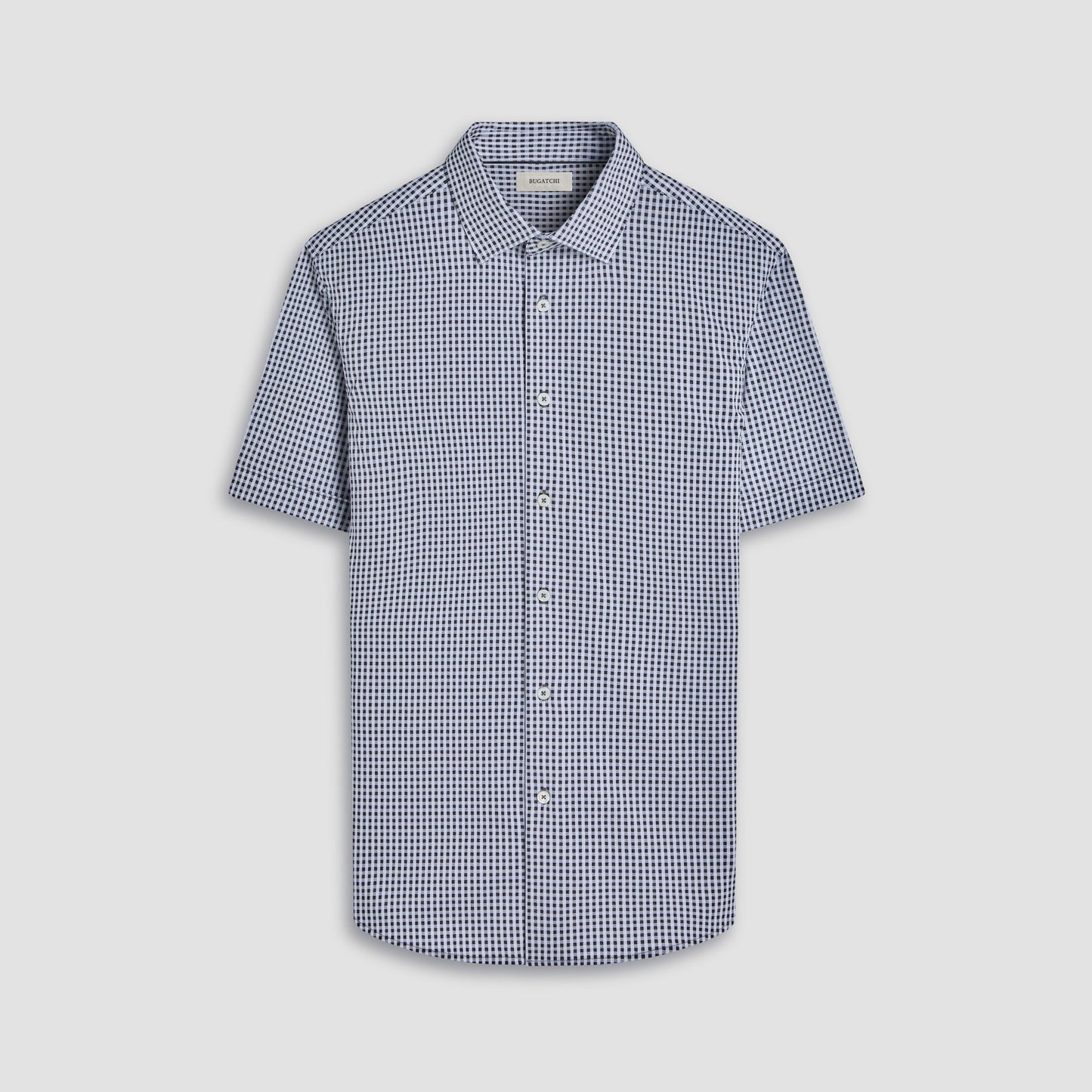 Bugatchi Miles Gingham Check OoohCotton® Short-Sleeve Shirt Black