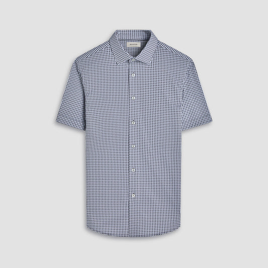 Bugatchi Miles Gingham Check OoohCotton® Short-Sleeve Shirt Black