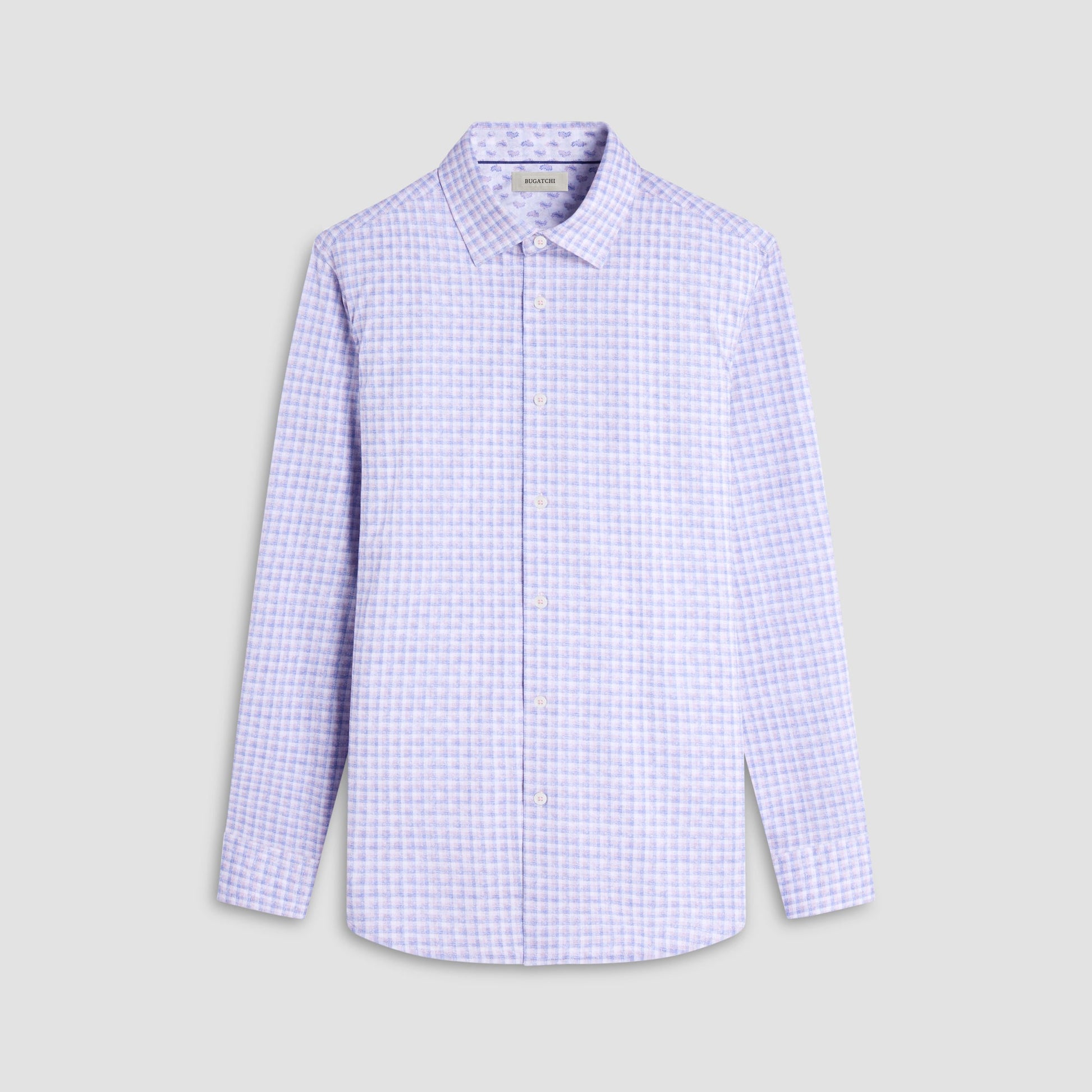 Bugatchi Jimmy Double Check & Paisley OoohCotton® Shirt Dusty Pink