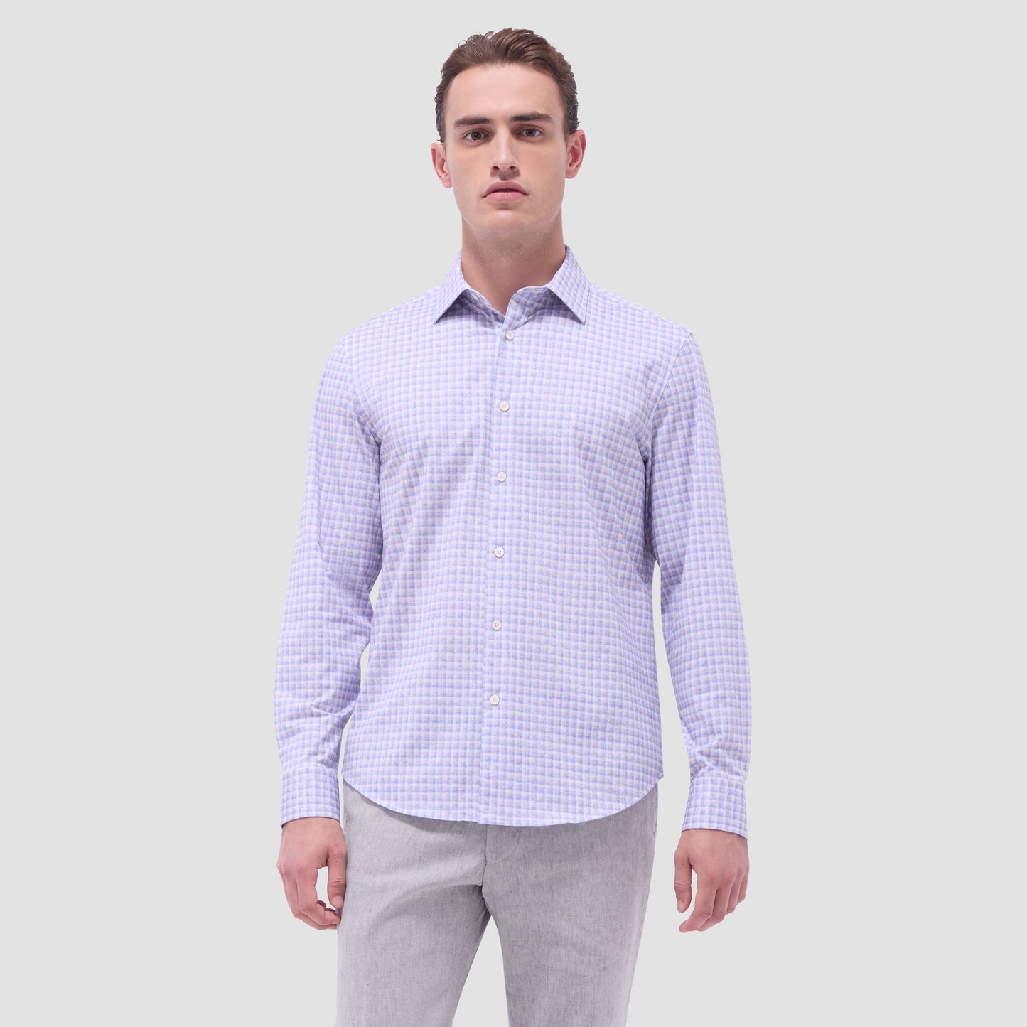 Bugatchi Jimmy Double Check & Paisley OoohCotton® Shirt Dusty Pink