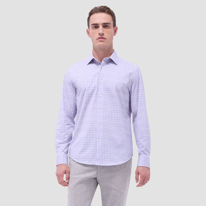 Bugatchi Jimmy Double Check & Paisley OoohCotton® Shirt Dusty Pink