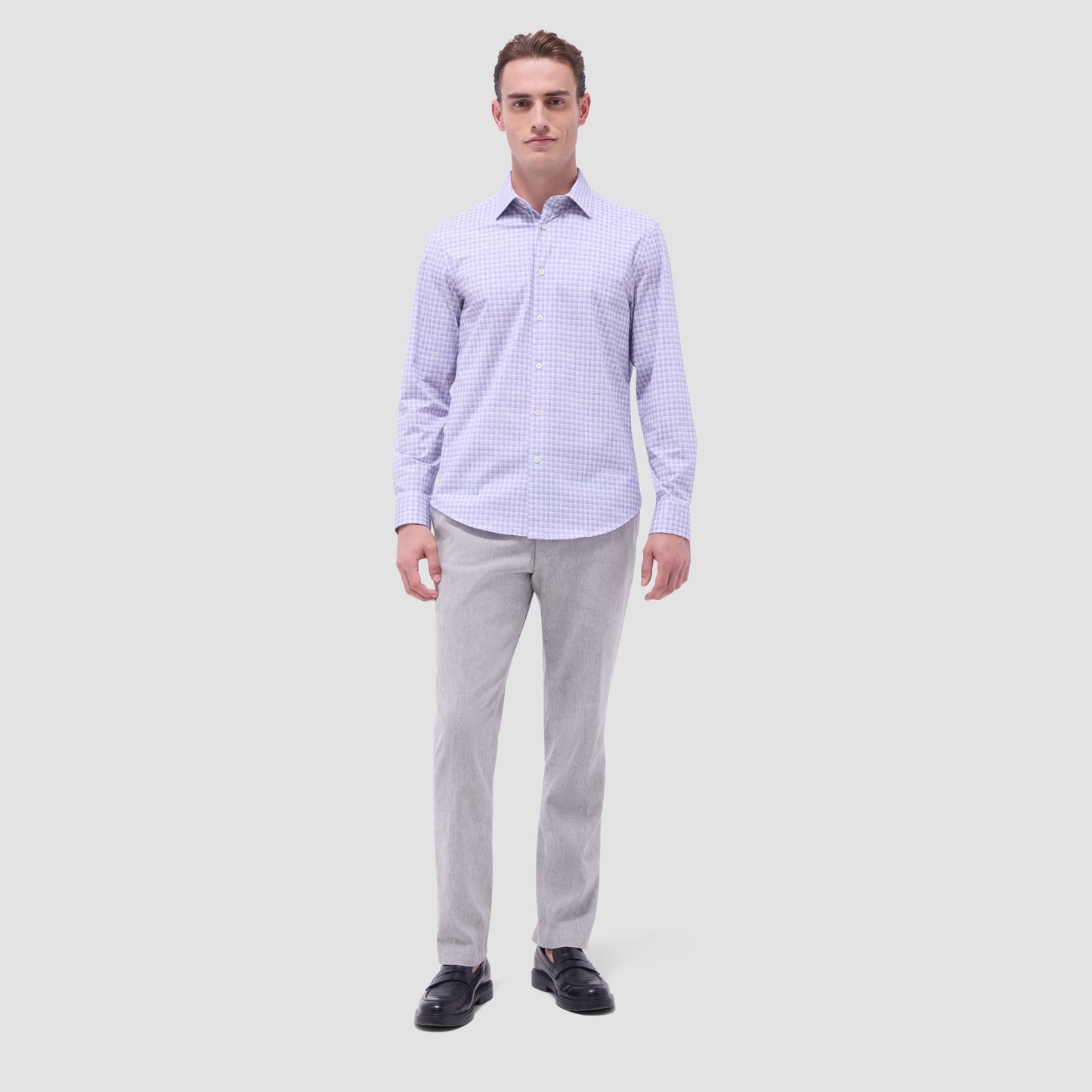 Bugatchi Jimmy Double Check & Paisley OoohCotton® Shirt Dusty Pink