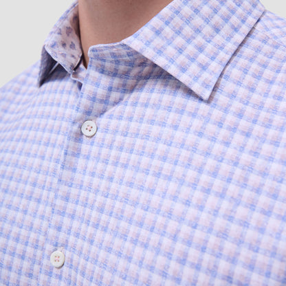 Bugatchi Jimmy Double Check & Paisley OoohCotton® Shirt Dusty Pink