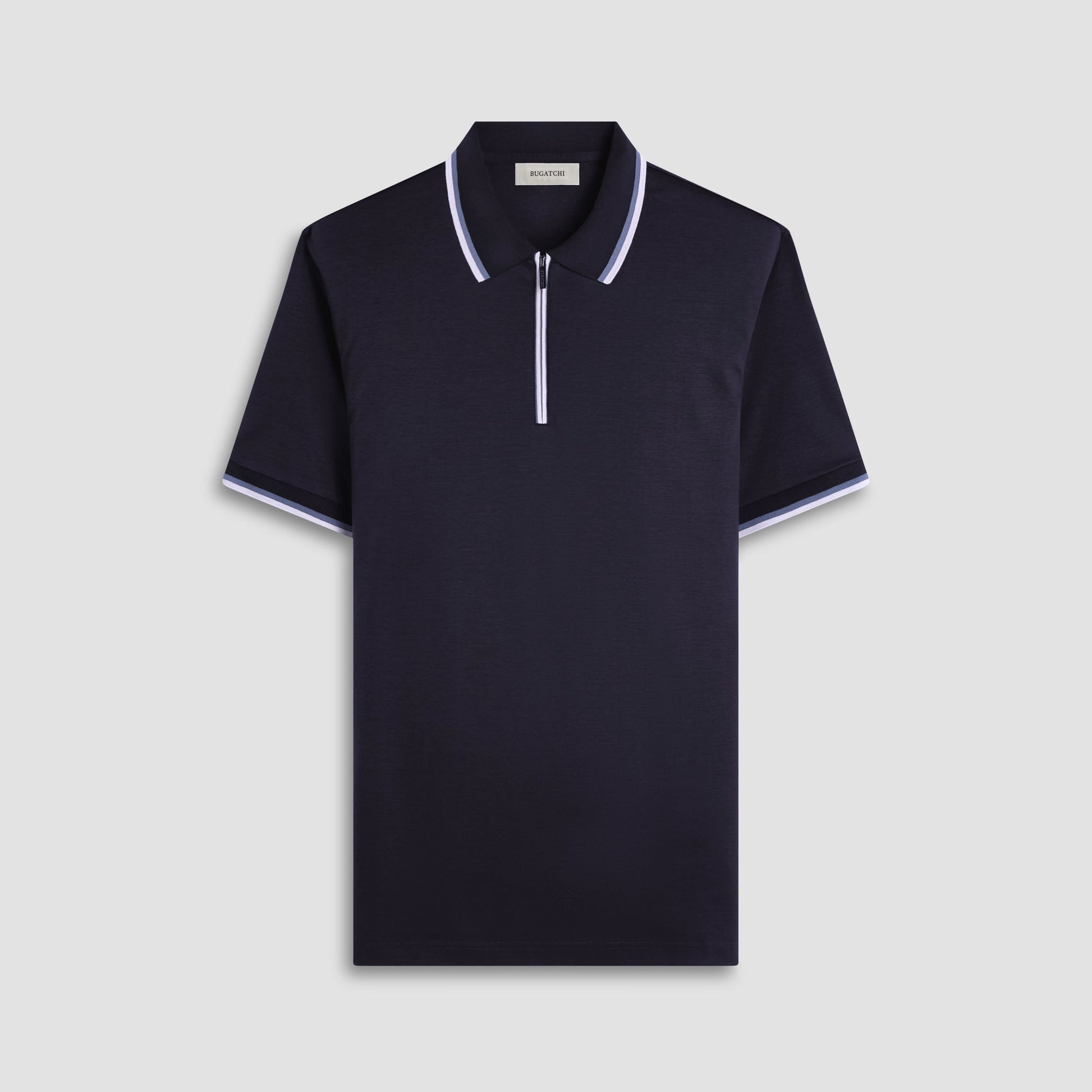 Bugatchi Solid Quarter-Zip Polo Shirt Black