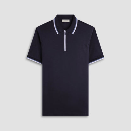 Bugatchi Solid Quarter-Zip Polo Shirt Black
