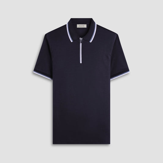 Bugatchi Solid Quarter-Zip Polo Shirt Black