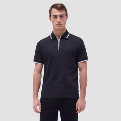 Bugatchi Solid Quarter-Zip Polo Shirt Black
