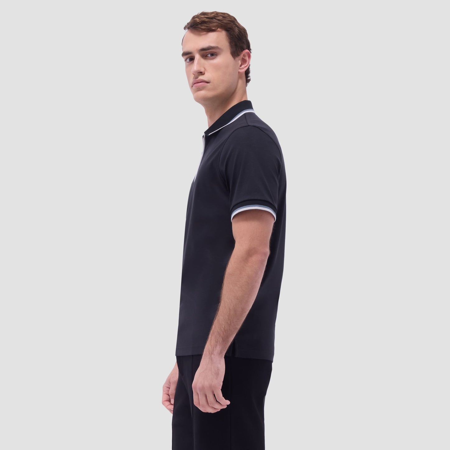 Bugatchi Solid Quarter-Zip Polo Shirt Black