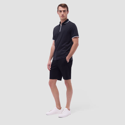 Bugatchi Solid Quarter-Zip Polo Shirt Black