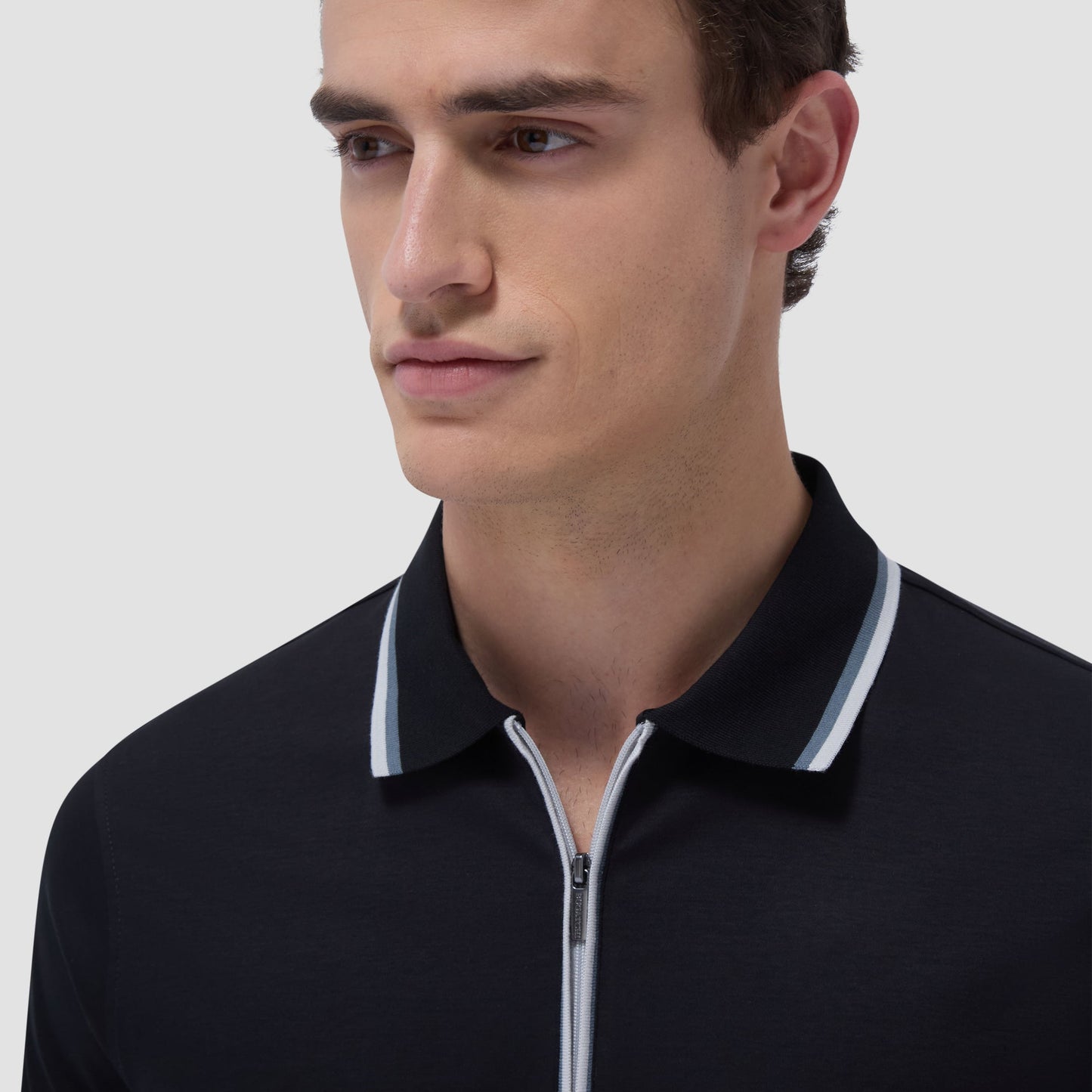 Bugatchi Solid Quarter-Zip Polo Shirt Black
