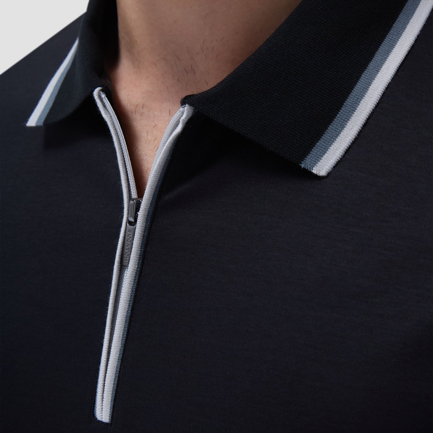 Bugatchi Solid Quarter-Zip Polo Shirt Black
