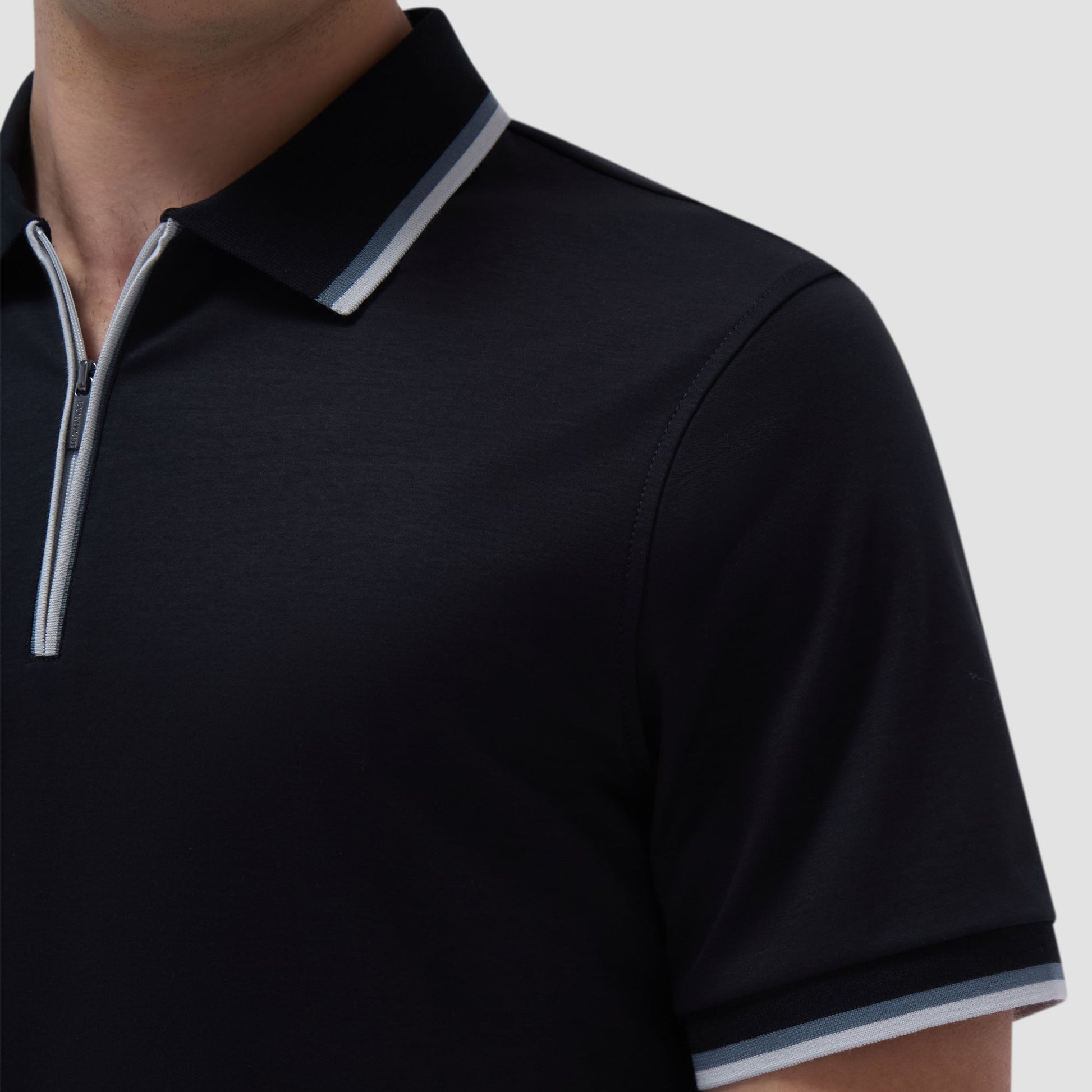 Bugatchi Solid Quarter-Zip Polo Shirt Black