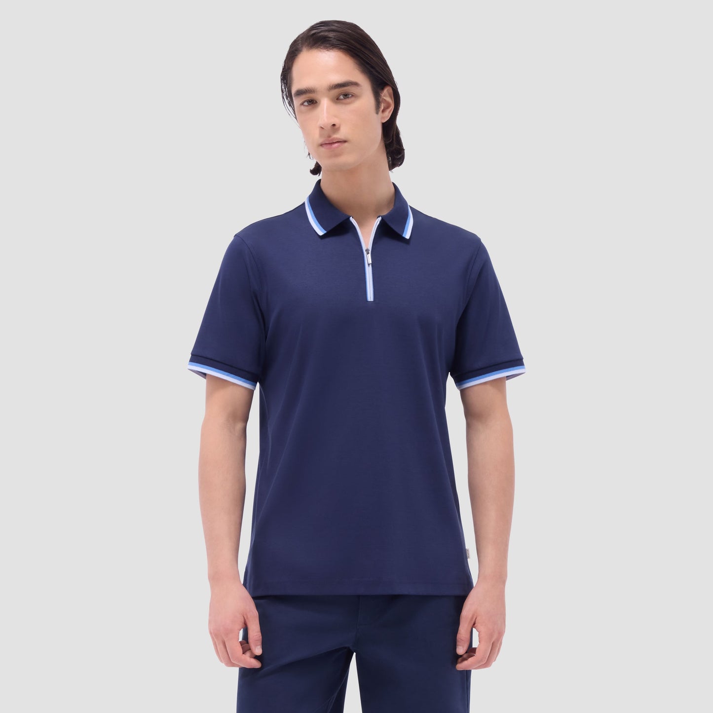 Bugatchi Solid Quarter-Zip Polo Shirt Navy