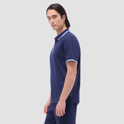 Bugatchi Solid Quarter-Zip Polo Shirt Navy