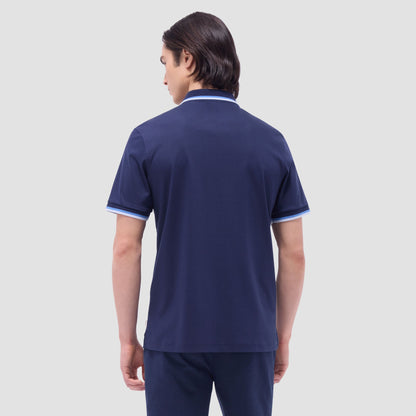 Bugatchi Solid Quarter-Zip Polo Shirt Navy