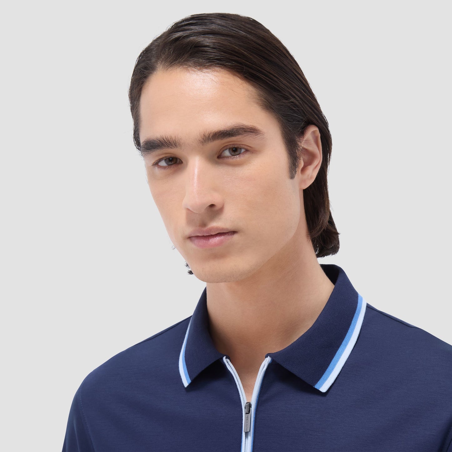 Bugatchi Solid Quarter-Zip Polo Shirt Navy