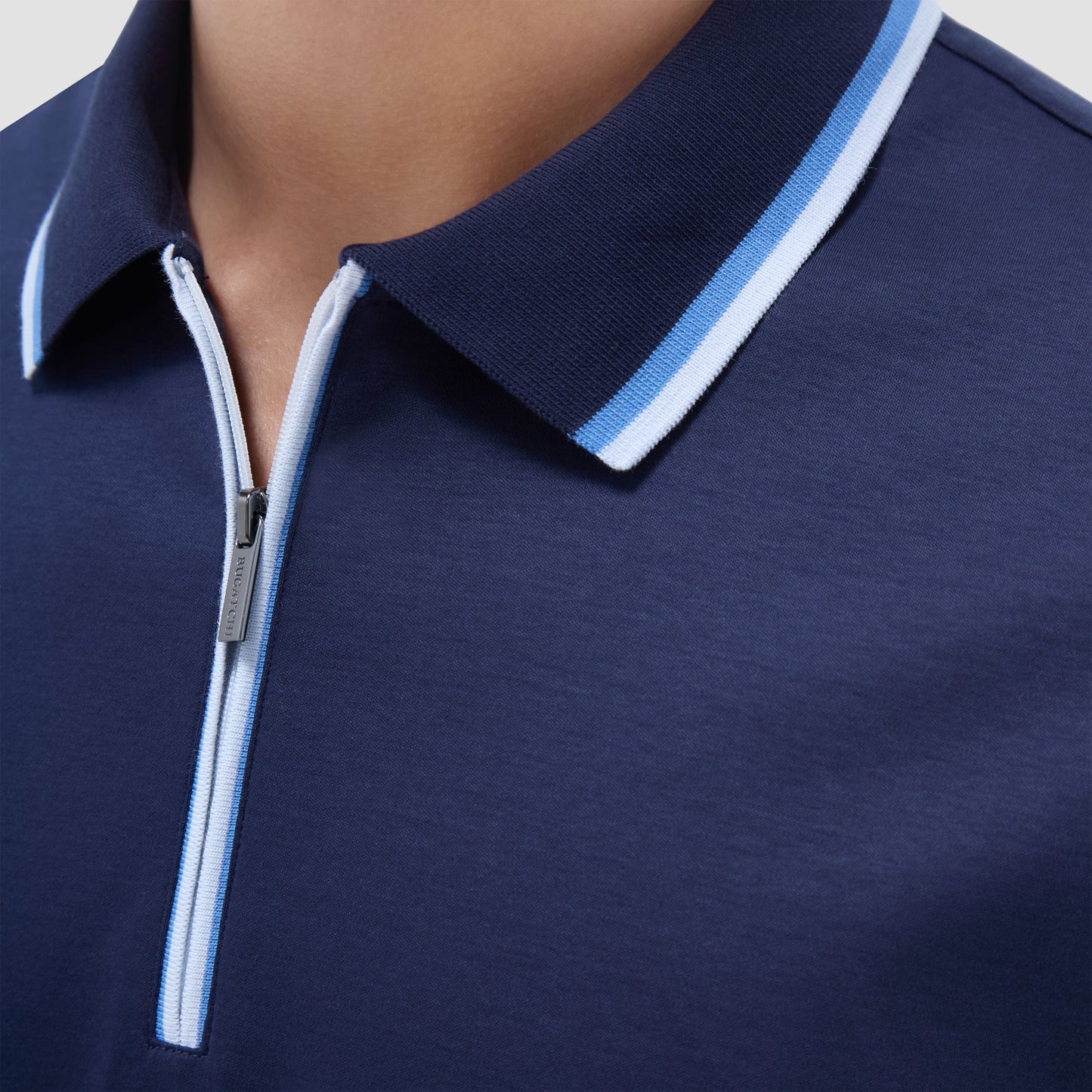 Bugatchi Solid Quarter-Zip Polo Shirt Navy
