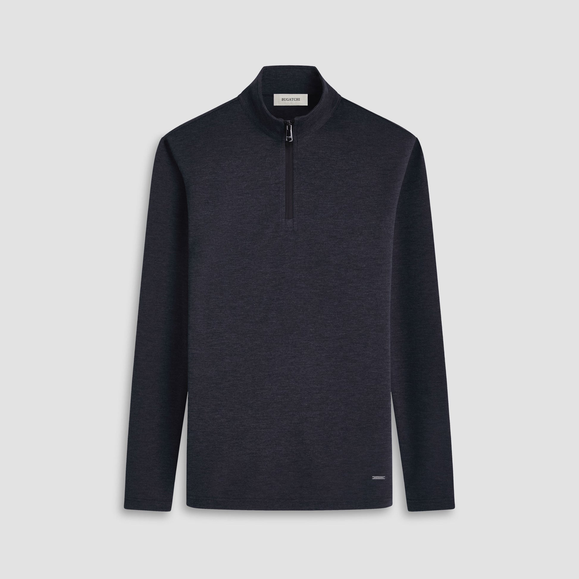 Bugatchi Soft Touch™ Heather Quarter-Zip Pullover Black