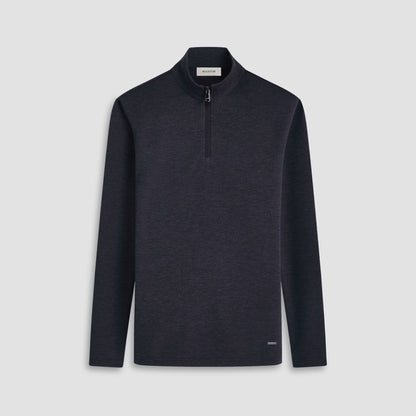 Bugatchi Soft Touch™ Heather Quarter-Zip Pullover Black