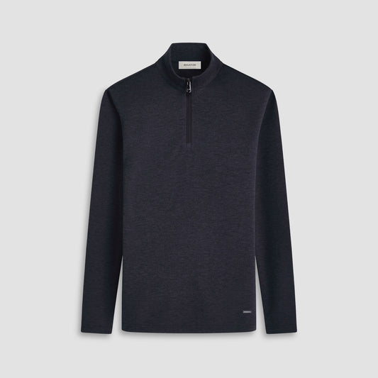 Bugatchi Soft Touch™ Heather Quarter-Zip Pullover Black