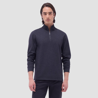 Bugatchi Soft Touch™ Heather Quarter-Zip Pullover Black