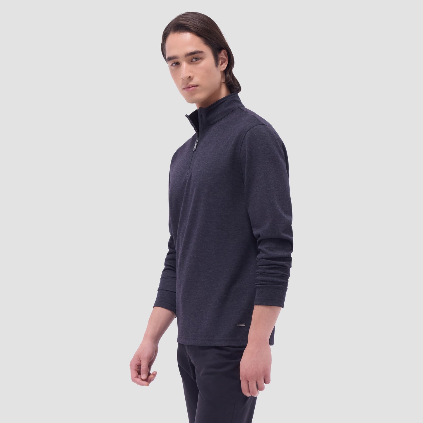 Bugatchi Soft Touch™ Heather Quarter-Zip Pullover Black