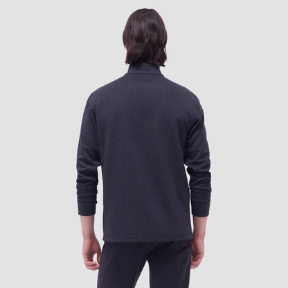 Bugatchi Soft Touch™ Heather Quarter-Zip Pullover Black