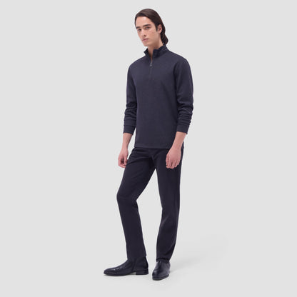 Bugatchi Soft Touch™ Heather Quarter-Zip Pullover Black
