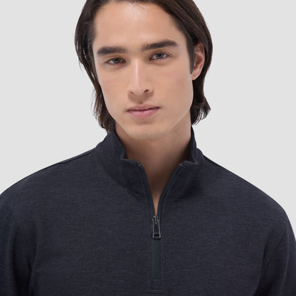 Bugatchi Soft Touch™ Heather Quarter-Zip Pullover Black