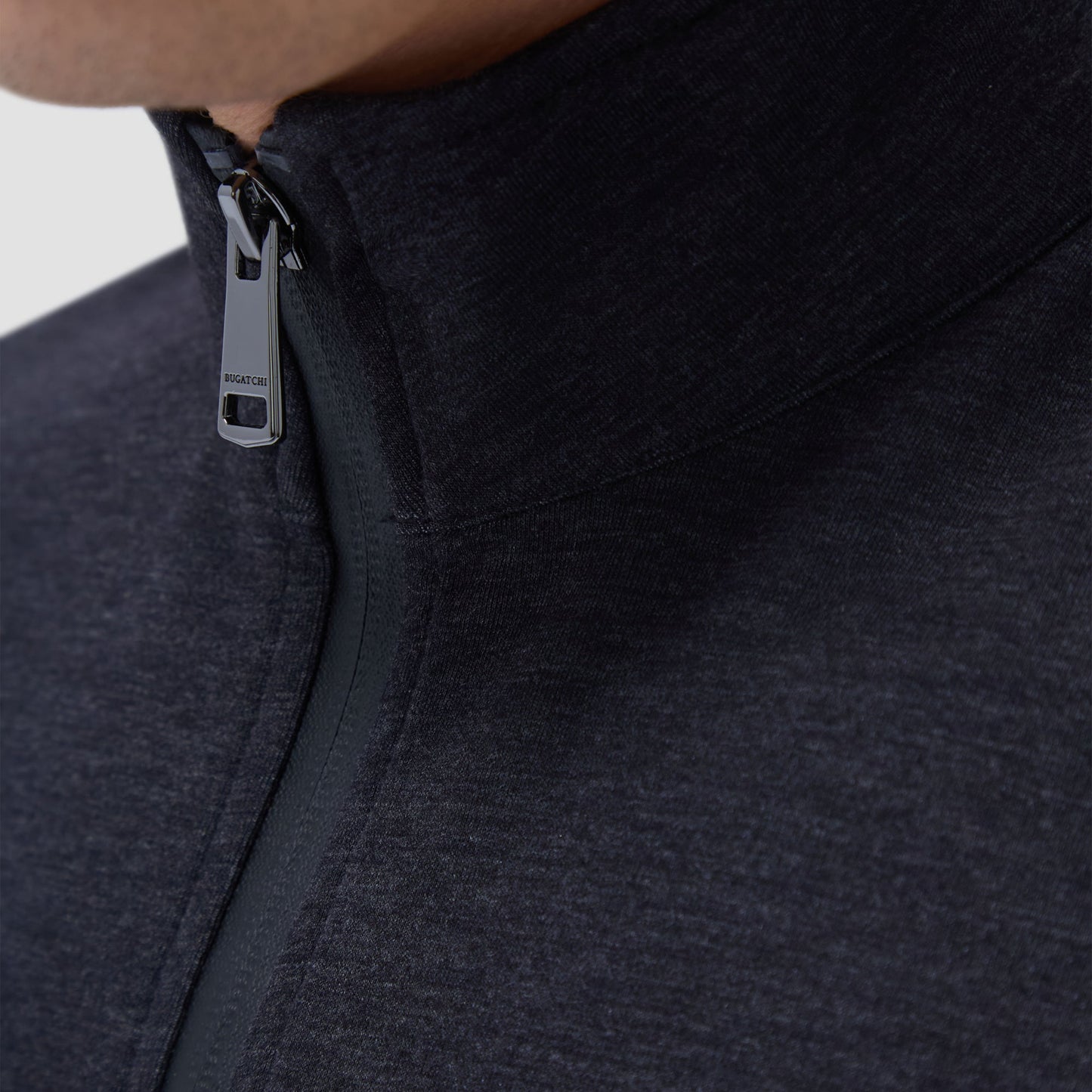 Bugatchi Soft Touch™ Heather Quarter-Zip Pullover Black