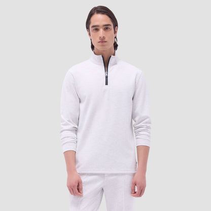 Bugatchi Soft Touch™ Heather Quarter-Zip Pullover Chalk